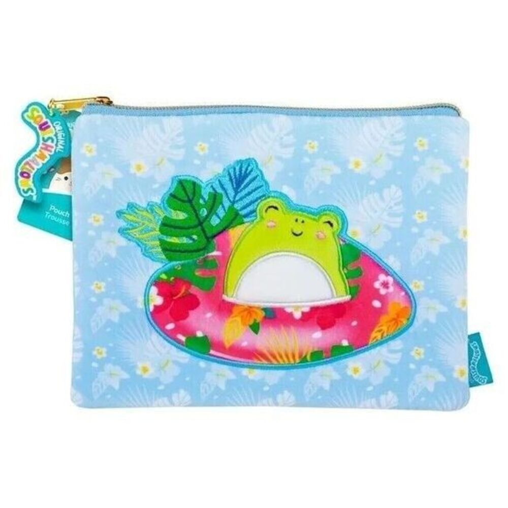 Squishmallows Wendy The Frog Summer Soft Pencil Pouch Zipper Closure Blue Gift